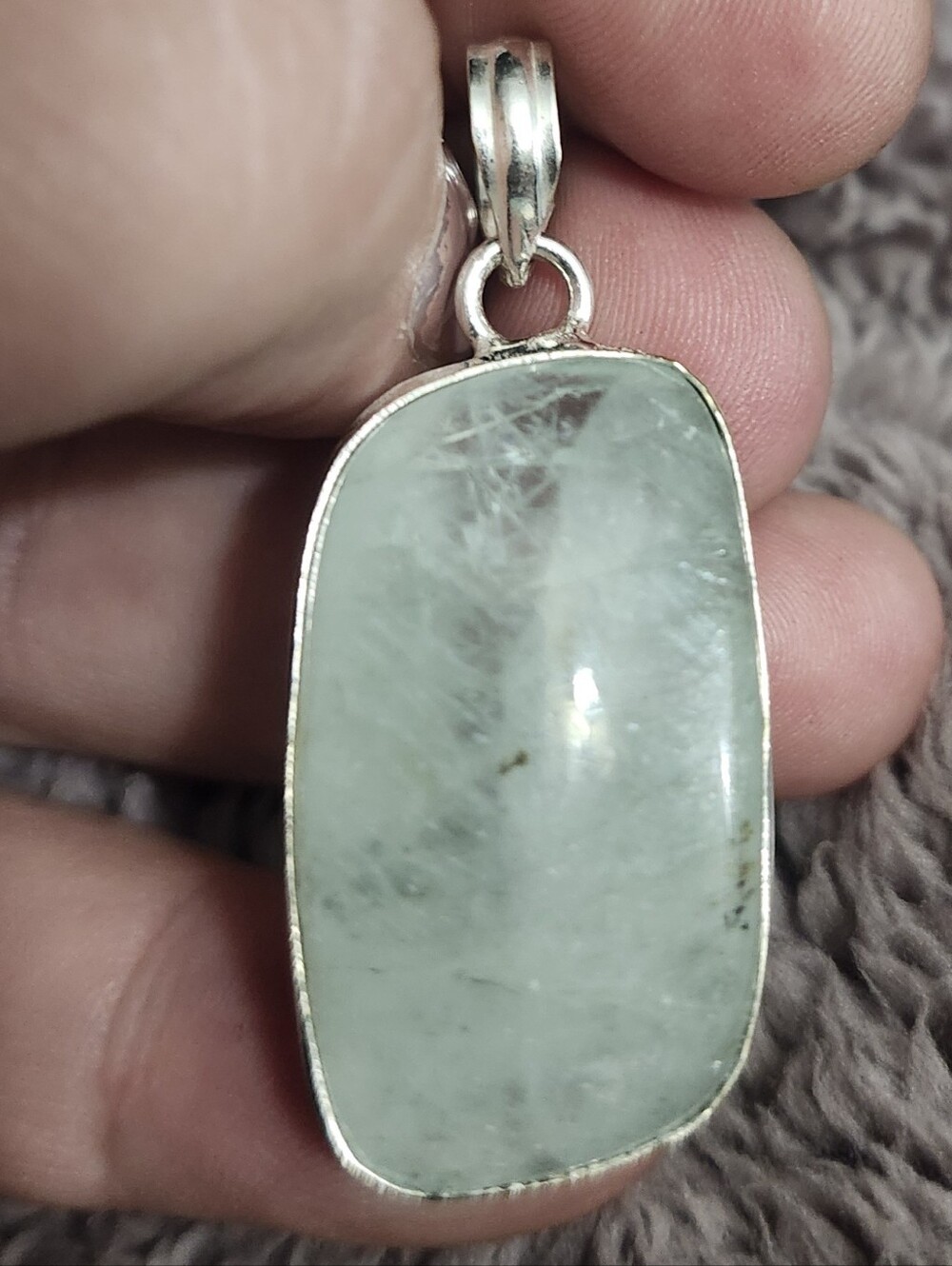 925 Sterling Silver Aquamarine Pendant in Light Blue Green *New*